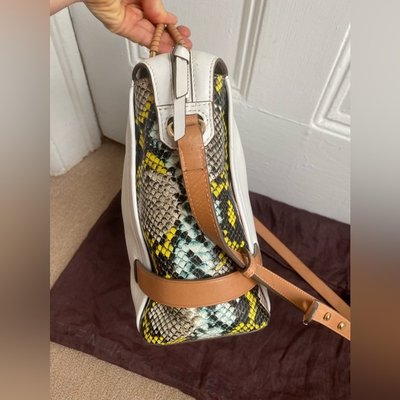 Etienne Aigner Leather Agnes Satchel Shoulder Bag White Tan Snake Black … - Picture 11 of 12